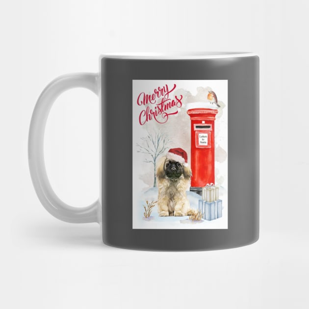 Pekingese Merry Christmas Santa Dog by Puppy Eyes